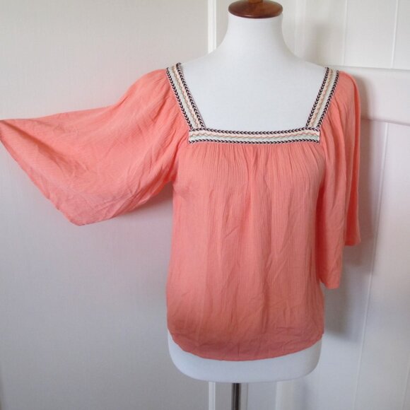 Ya | Bohemian Loose Sleeve Crepe Square Neck Blouse - Picture 5 of 9